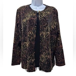Elementz Metallic Glitter Jacket  Attached Velvet Cami Size XL Glam Elegant